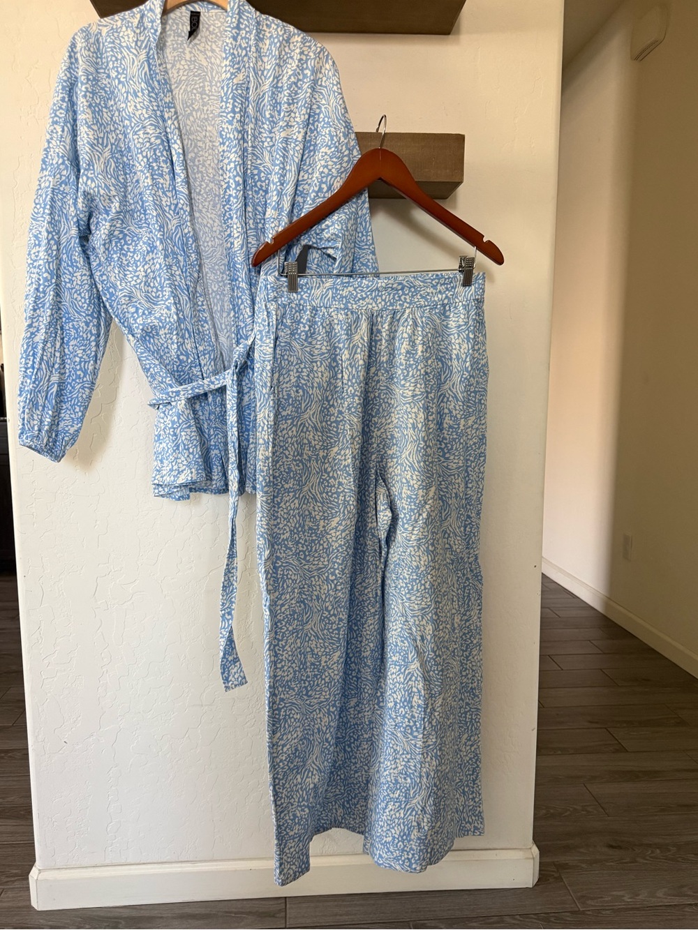 Cotton on|Organic cotton Light Blue patterned matching set-Kimono & wide leg•••